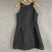 Zara Dress Womens US Large Black Fit Flare Jersey Sheer Studio 54 Cocktail NEW