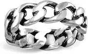 [JewelryWeb] Oxidized 925 Sterling Silver Curb Chain Ring 6mm Wide Size 11 Band Style-Ring for Women and Men