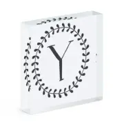 Letter Y Floral Wreath Alphabet Acrylic Photo Block Frame Flowers