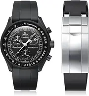 [REBANDACE] Strap for Moonswatch Watch,Cut to Size No Gap Silicone Strap for Omega X Swatch Speedmaster Moonswatch Watch 20mm,Soft Curved Replacement Strap for Swatch Omega Men Women