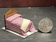 Dollhouse Miniature Bed Pink N 1:48 Quarter inch scale 1/4 F209 Dollys Gallery