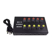 Line Mixer 10 Channel, Low-Noise Mini Audio Mixer Stereo/Mono Adjustment Mixer