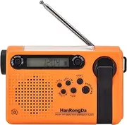 zolyet Emergency Solar Hand Crank Portable Radio Household and Emergency Radio with AM/FM/SW Flashlight 2000mAh Power Bank SOS Alarm Orange