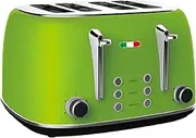 Vintage 4 Slice Toaster – Lime Green Stainless Steel, 1650W – Extra Wide Slots, 6 Browning Levels, Defrost & Reheat, High-Lift Lever