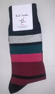 PAUL SMITH BLACK MENS SOCKS ATANAS STRIPE NWT ITALY