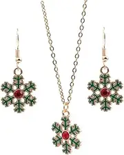 [LRXIYODE] 1 Set Christmas Snowflake Jewelry Earrings Necklace for Women and Christmas Holiday Parties Elegant Design Vivid Charming Look