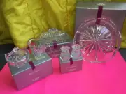 Lot ESTATE GORHAM LOTUS COLLECTION COVERED BUTTER RELISH DISH LEAD CRYSTAL SET