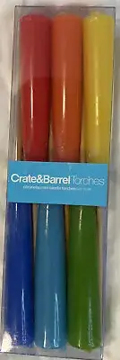 Crate & Barrel Torches Citronella Mini Candle Torches NIB 6 Rainbow Colored