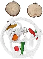 VANZACK 2Pcs Bird Parrot Rope Swing with Perch Stands Rope Swing for Birds Bird Cage Supplies for Parakeets Cockatiels and Parrots