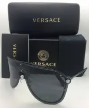 New VERSACE Sunglasses VE 2180 1000/87 125 Silver & Black Shield Frames w/ Grey
