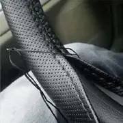 Car Steering Wheel 38cm Braid Cover Needles and Thread Artificial Leather Covers Suite 3 Color DIY Texture Soft Auto Accessories Black and Black