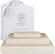 300 Thread Count Tradition Jacquard Collection Cotton Bed Sheets 4 Piece Bedsheet Set, Luxury Bedding, All Around Elastic, Fits Mattresses Up To 18 Inch Deep Pocket, Smooth Sateen, Twin XL Size, Beige