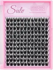 SULV DIY False Lash Extension Clusters D Curl 144 Pcs 10/12/14/16/18mm Individual Lashes Cluster Lashes Eyelash Lash Eyelash Extension Lash Extension for Beginners at Home (H028-10mm)