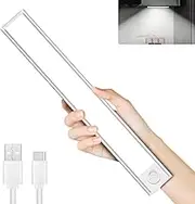 Closet Lights, Under Cabinet Lights Motion Sensor, Wireless USB Rechargeable Night Light Bars, Large Capacity Battery Operated Night Light for Wardrobe, Kitchen, Closets, Wall, Hallway(Silver,30cm)