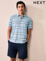 Blue Stripe/Ecru/Red Regular Fit Short Sleeve Jersey Polo Shirts 3 Pack (AJ7007) | $73