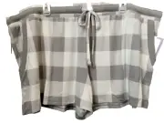 JOYSPUN Gray/Ivory Plaid Hacci Knit Elastic Waist PJ Shorts Sz 3X*