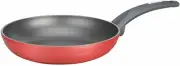 Nutrichef 11 in Large Fry Pan - Non-Stick, Dark Gray Inside and Red Outside