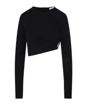 bezel-quartz long-sleeve top AU8,AU6,AU10 Black