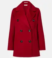 ['S Max Mara] 'S Max Mara Caban double-breasted virgin wool peacoat UK 12 red