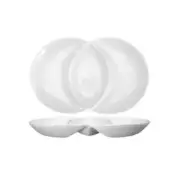 Bright White 14"Diameter Porcelain Unity 3 Compartment Plate