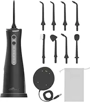 COREWELL Water Dental Flosser Pick for Teeth, Professional Cordless Oral Irrigator for Dental & Oral Care with 8 Tips 5 Modes 250ML Large Capacity IPX7 Waterproof, Rechargeable and Portable Teeth Cleaner for Home & Travel