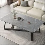 Modern Minimalist Coffee Table Sofa End Tables ，Round Nesting Coffee Table Set of 2, with Faux Marble Desktop & Sturdy Metal Frame for Living Room Small Space(Gris)