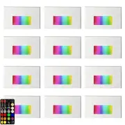 12-Pack RGB Step Light Indoor Outdoor Stair Lights Remote Control, LED 2700K-...