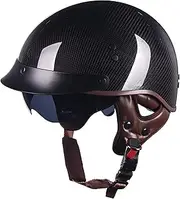 Carbon Fiber Half Helmet Motorbike Open Helmet Removable Liner Half Shell Helmet for Adult Men Ladies Street Racing Touring Motorcycle Cruiser DOT/ECE Approved