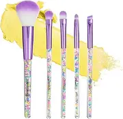 5pc Sprinkle Confetti Makeup Brush Set in Purple - Beautiful Makeup Brush Set w/Rainbow Sprinkles Handles, Dense Bristles | Premium Cosmetic Brushes