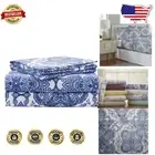 Oversized California King Flannel Sheet Set - 4-Piece, Eco-Friendly, Alpine Blue