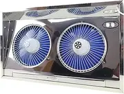 Exhaust Fan 304 Stainless Steel Exhaust Fan, Double Row Conjoined Window Kitchen Range Hood Fan, Dual Power Fume Extraction Fan with Drawer Oil Pan Ventilation Fan