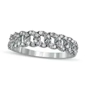 0.33 CT. T.W. Natural Diamond Cuban Chain Link Anniversary Band in Solid 10K White Gold