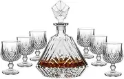 [TRENDY MART] Whiskey Decanter Set, Triangle Premium Crystal Liquor Decanter with 6 Goblet Glasses Set for Scotch, Bourbon, Wine, Alcohol, 6 Glass, Unique to Father's Day, dad, Husband.