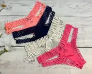 Victoria's Secret Cheeky Panties Cut Out Fishnet Honeycomb Strappy Panty XS S