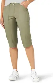 Lee Women's Flex-to-go Utility Capri Pant 10, Deep Lichen Green