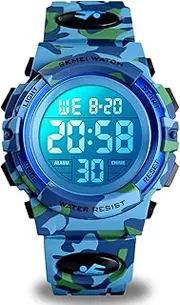 [cofuo] Kids Digital Sport Watch, Boys Girls Waterproof Sports Outdoor Watches Children Casual Electronic Analog Quartz Wrist Watches with Alarm Stopwatch
