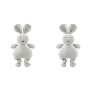2x The Peanutshell Knitted Bunny Plush Cotton Soft Animal Baby Toy 30cm Grey 0+