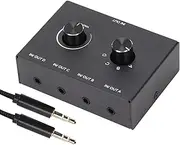 4 Way Stereo Switch, 4 Port Passive Switcher, Audio Input Controller, Suitable for Ensuring Flexible Switching of Audio
