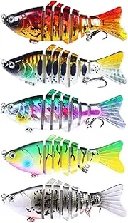 ＫＬＫＣＭＳ 5 Pieces Fishing Lures Kit Multi Jointed Swimbaits Vivid Adults Fishing Tackle Convenient Accessories with Sharp Treble Hooks