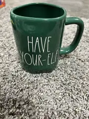 Green HAVE YOUR-ELF A MERRY LITTLE CHRISTMAS Mug NEW Kitchen RD Home RAE DUNN