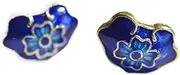 [Yihuaqun] 925 sterling silver gilt enamel cloisonne burnt blue classical ancient Chinese style silver stud earrings with a variety of options, No Gemstone