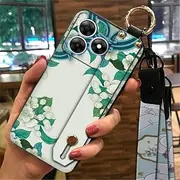 Phone Case Compatible with Blackview Wave8/Wave8C/Oscal Flat2/2C, Back Cover Wrist Strap Protective Shockproof Anti-Knock Ring Soft case