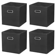 4Pcs 12"x12"x12" Foldable Storage Cube Bins Storage Organizer Bins Black