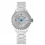 074-ROYAL CROWN - 32MM時尚白陶瓷滿鑽腕錶 RC手錶 女錶對錶 氣質名媛女錶