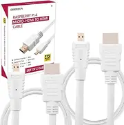 GeeekPi 2PCS 4K Micro HDMI to HDMI Cable Male to Male Cable, High Speed 18Gbps 4K 60Hz, Compatible with Raspberry Pi 5/Pi 4 8GB/4GB/2GB/1GB/Raspberry Pi 400