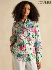 Joules Maeva Multi Floral Relaxed Fit 100% Linen Shirt (E01786) | $159