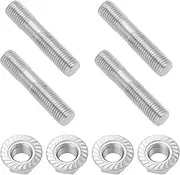 SG Store 4 Sets M10x1.25 Double Exhaust Manifold Flange Studs Double Ended Stud Nut Set Compatible with Toyota Compatible with Nissan Compatible with Honda