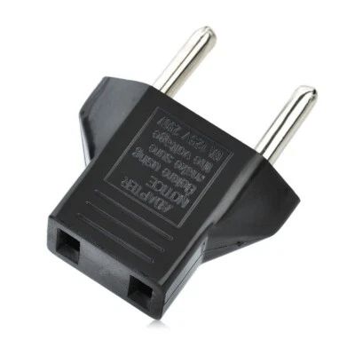 US USA to EU Euro Europe Power Jack Wall Plug Converter Travel Adapter Adaptor