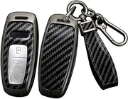 ontto Alloy Car Key fob Cover Fit for Audi A6 A7 A8 E-tron Q5 Q7 Q8 C8 D5 A6L A8L SQ8 2019-2023 Keyless Entry Remote Key case Keyring Key Shell Holder Keychain Protector Accessories Black B