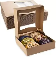 MT Products Brown Cookie Boxes - 8" x 8" x 2.5" Bakery Boxes - Pack of 200